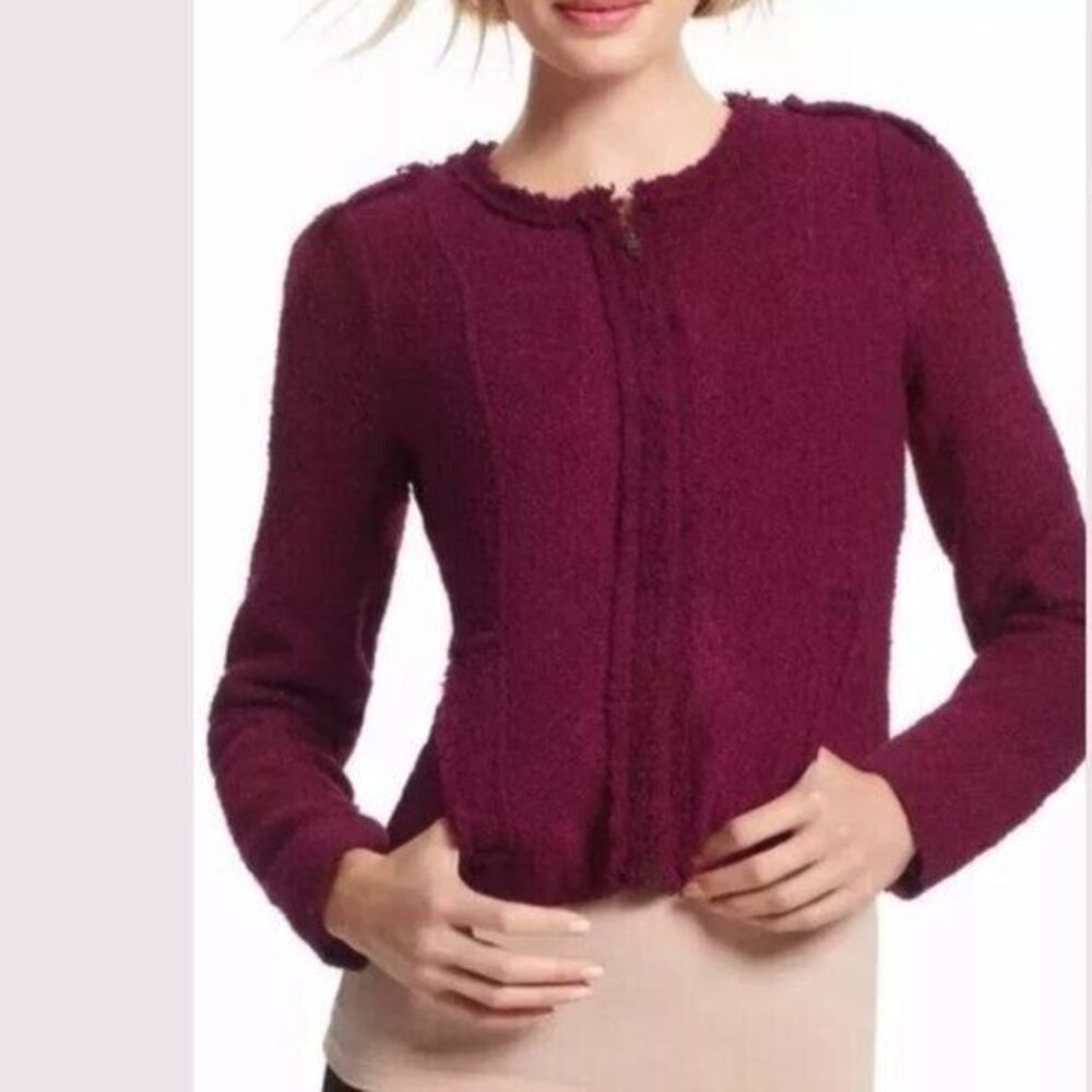 CAbi #530 Britt Boulce Merlot Red‎ Short Zipper Jacket Coat Sz 6